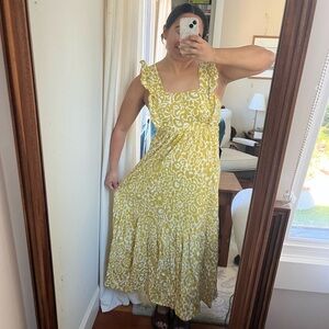 Cottagecore Yellow-Green and White Floral Nap Dress Doen Style